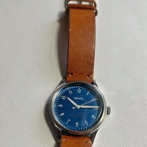 Tsovet JPT PW36 Blue Dial Watch with Brown Leather Strap